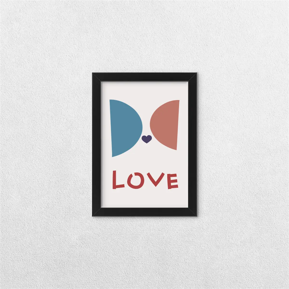 Love Temalı Çerçeveli Tablo – 13×18 cm Siyah