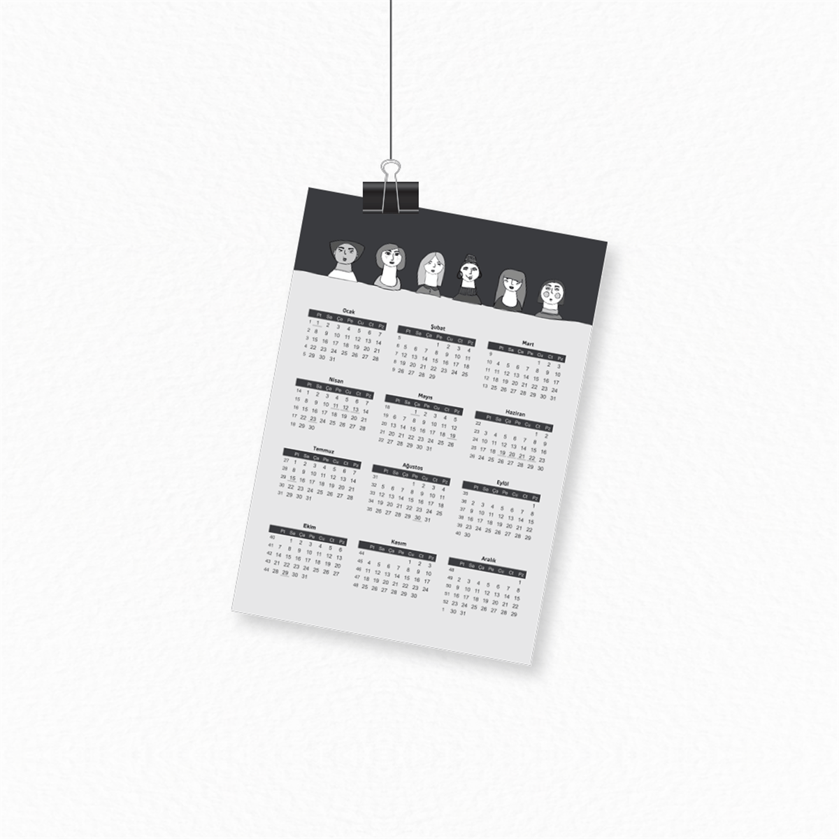 Kadın Temalı Poster Takvim