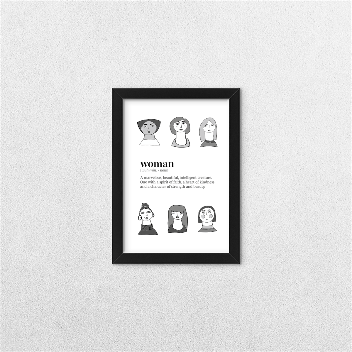 Kadın Temalı Çerçeveli Tablo – 13×18 cm Siyah