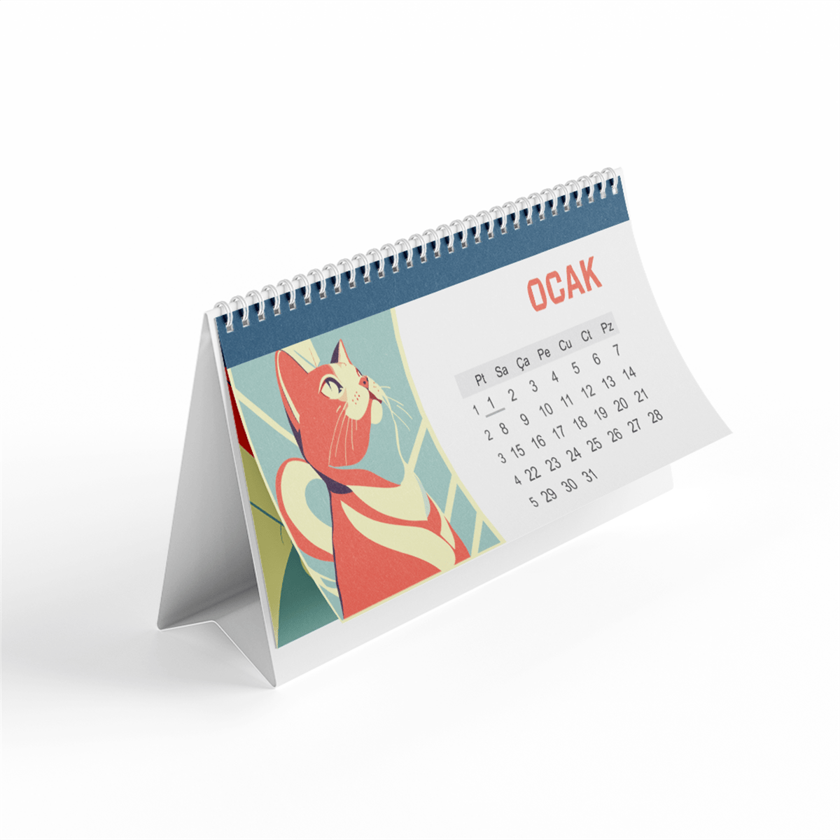 Kedi Temalı Masaüstü Takvim